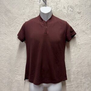 Nike Dri-Fit Golf Shirt Quarter Zip Mens Medium Burgundy Swoosh Performance Logo